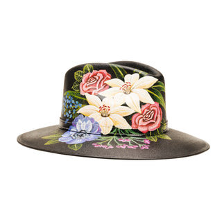 Medium Painted Hat Flowers Black 1