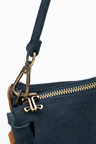 The Chain Interlocking Leather Shoulder Bag Blue and Brown 3