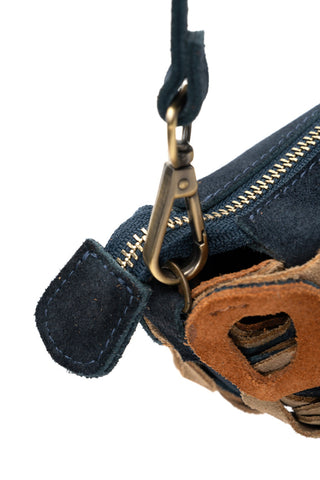 The Chain Interlocking Leather Shoulder Bag Blue and Brown 4