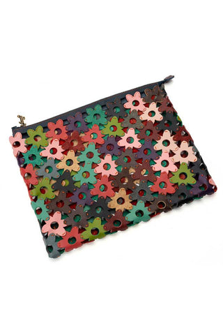The Daisy Interlocking Leather Clutch Large Multicolor 1