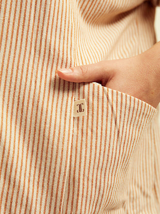 The Tacaná Hooded Shirt Striped Ochre 9