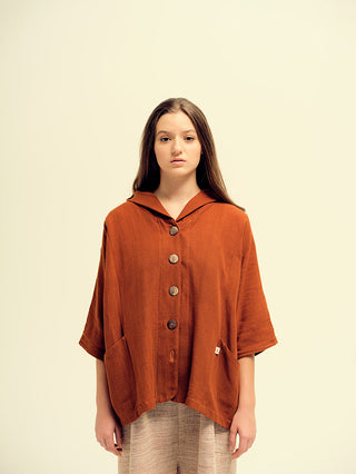 The Tacaná Hooded Shirt Torched Orange 1