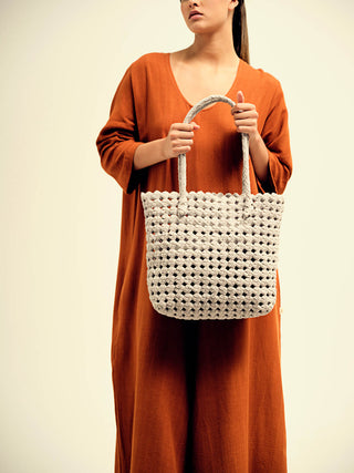 The Nudo Tote - Upcycled Raw Gray Fabric